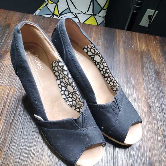 Toms Calypso canvas open toe wedge 5.5W - Picture 2 of 5